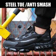 Rotary Buckle Work Sneakers,Indestructible Steel Toe Work Shoes For Men,Rotating Button Safety Shoes Black,Steel Toe Safety Shoes For Men Women,Slip Resistant Work Shoe Black, Comfortable Breathable Construction Working Boots Black,Anti-Smash Anti-Puncture Security Protective Men Shoes Safety Bootss ,Black Fashion New Safety Sneakers Men,Our Safety Shoes Are Not Limited To The Workplace, They're Designed For Men And Women On The Move In Various Outdoor Activities, Including Mountain Hiking,Gardening And  Warehouse ,Forging Workshops, Power Industry Automotive Manufacturing,Construction Work, Ensuring Comfort And Protection In Any Environment - màu đen - Xem 3