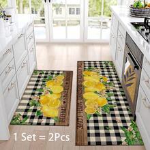 1 件柠檬图案印花地毯，仿羊毛垫 - 高吸水性，易于清洁，适用于家居装饰、农舍风格、玄关、室内、房间、厨房、餐厅、小型办公室/家庭办公室、水槽、洗衣房、门垫、厨房垫、防滑垫 - 彩色 - 查看 12