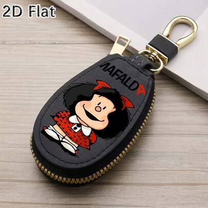 1 pieza Monedero de mujer, Cartera Mafalda para ambos géneros, Portallaves de coche con estilo para hombres y mujeres, Organizadores de llaves, Llaveros, Artículos de viaje, Diseño elegante, Cremalleras de primera calidad, Portallaves de coche.