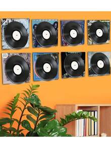 4/8pcs Acrylic Vinyl Record Display Stand, Wall Mount Album Artwork Record CD Floating Shelf Rack Room Decor - Transparent - View 5