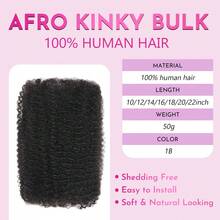 非洲卷曲散装真人发 16 英寸 50 克/束 自然黑色迷你扭辫真人发,适用于微型辫子修复扭辫 - 可漂染 (1B 16 英寸) - Natural Black - 查看 3