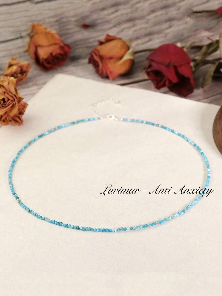 迷你青金石串珠项链，天然蓝色宝石串珠项链，水晶项链，疗愈珠宝礼品