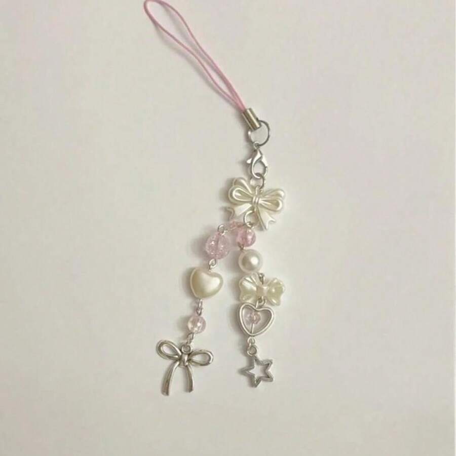 1件装创意仿珍珠蝴蝶结手机/相机挂绳，粉色，送给母亲、家人、朋友的礼物，生日、节日手机挂饰，手机链，兼容安卓及大多数智能手机，送给母亲、家人、朋友、孩子、生日、节日的礼物 - 彩色 - 查看 1