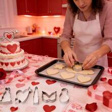 5pcs/12pcs Valentine's Day Cookie Cutter Set - Heart, Lipstick, Diamond Ring Shaped Stainless Steel Wedding Cake Cookies Cutter DIY Valentine's Day Gummy Candy Mold Gift - Silver - View 8