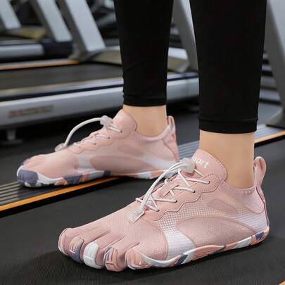 1双女士浅粉色五趾沙滩鞋、潜水鞋、健身鞋、徒步鞋