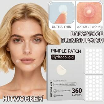 360 osynliga akneplåster - Icke-klibbiga, ren täckning, lämpliga för finnar och blemmor - Lämpliga för alla hudtyper (känslig, fet, torr) - För ansikte och kropp - 360 stycken, hudvänlig design, godkänd av dermatologer, ett måste för hudvård