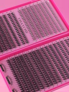 640片簇状假睫毛，单根睫毛，D型卷翘，10-16mm DIY睫毛簇，10D+20D/30D+40D+50D防水假睫毛，超浓密，附赠睫毛胶和镊子，3D俄罗斯浓密睫毛，适合浓妆、日常妆容、角色扮演、全妆及日常佩戴 - 彩色 - 查看 11