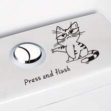 1pc Cute Cartoon Cat Toilet Sticker, "Press To Flush" Decorative Bathroom Toilet & Bathtub Self-Adhesive Wall Decal, Suitable For Glass, Tile And Smooth Walls, Can Cover Flaws And Seal, No Ironing Needed, Decorative, Vibrant Colors, Unique Ideal Gift, Easy DIY, Bathroom Wall Sticker - Multicolor - View 5