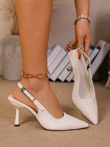 女士尖头小猫跟套脚凉鞋 - 米色 - 查看 3