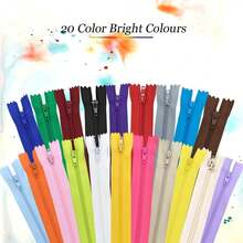 20pcs Mixed Color #3 Nylon Zippers, 7.87 Inch Closed Length, Suitable For DIY Handicraft Zippers, Can Be Used For Bags, Garments And Sewing Projects - 20 pcs - View 3