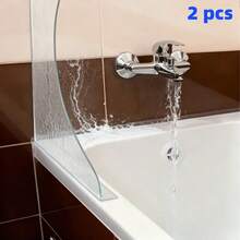 2-Pack Clear Splash Guards – Heavy-Duty Transparent Splash Strips For Bathtubs And Sinks, Curved Design Fits Showers, Tubs & Wash Basins, Tool-Free Adhesive Installation, Enhances Bathroom Cleanliness, Premium Durable Acrylic Material, Christmas Must-Have - 白色 - 查看 11