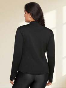 Damen Jacke in Große Größen, Slim Fit Trainings-Jacke, Reißverschluss Lauf- und Fitness Yoga Sport Top, Herbst/Winter Schwarz Frühling - Schwarz - Übersicht 5