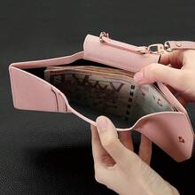 VIETAO Ốp lưng kiêm ví có dây đeo cho Galaxy Z Flip 3/4/5/6/7, vỏ bảo vệ thời trang với khe đựng thẻ, phù hợp với Flip3/Flip4/Flip5/Flip6 - Hồng - Xem 10