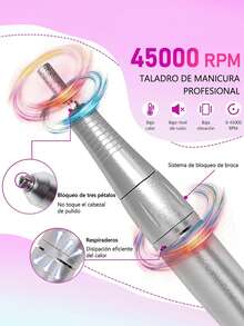 Pulidor Esmeril Drill Uñas Profesional Taladro 45000 Rpm - Rosa - Ver 2