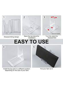 1pc Transparent Acrylic Cosmetic Display Stand, Multi-Functional Wallet Storage Rack, Desk Organizer, Handbag And Phone Holder, Desktop Perfume And Lipstick Display Stand, Store Shelf, Jewelry And Mini Figurine Display Box - Transparent Bracket - View 7