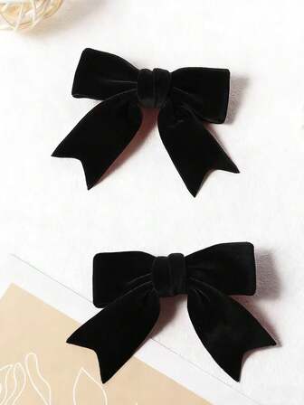 2 st söta svarta sammetshårspännen med rosett, hårrosetter, höstrosor, alligatorhårspännen, hårnålar för kvinnor, håraccessoarer till julfestklänningar, handgjorda födelsedagspresenter, hårband för vintern