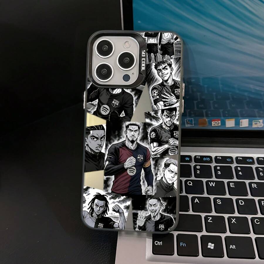 Envío nacional Funda para teléfono Apple Funda de fútbol B-Barcelona Funda anti-caída Cubierta trasera mate Funda para iPhone Compatible con iPhone 17/16/15/14/13/12/11/air/Pro/ProMax/Plus Galaxy S21/22/S23/S24/S25 Plus Fe Ultra, Linda funda de teléfono anti-caída y anti-huellas - Negro - Ver 1