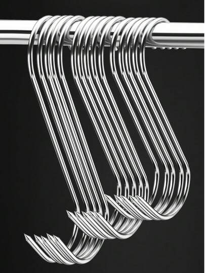 20pcs/12pcs Set Stainless Steel Meat Hooks, Small/Medium/Large Size, Suitable For Smoking, Hunting And Processing, Versatile Use