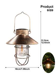Luci solari in metallo vintage, lampadine a luce bianca calda, luci da appendere per esterni, adatte per giardino, cortile, portico, patio, alimentate a batteria al nichel, a energia solare, senza telecomando, illuminazione da esterno in stile vintage, materiale in metallo durevole, luci solari da esterno - Bronzo - Visualizzare 5