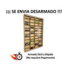 Exhibidor para 48 Carritos 1/64 con Tapa De Acrílico 48 de MDF - Amarillo Mostaza - Ver 4