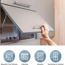 1/2pcs T-Shaped Handle Hollow Luxury Door Handles Drawer Wardrobe Furniture Round Tube Stainless Steel Suitable For Kitchen Cabinet Drawers Furniture Hardware. - Silver - View 3