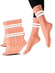 10/5/3/1 Pares Meias de Ioga Femininas, Meias de Ioga Femininas Até a Panturrilha, Meias de Ioga Até a Panturrilha para Esportes ao Ar Livre e Pilates, Antiderrapantes para Corrida, Fitness, Pular Corda, Dança, Pilates - Multicolorido - Visão 4