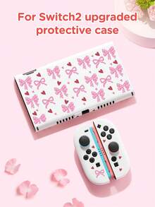 1 pièce Étui de protection avec motif nœud rose et cœur, compatible avec Switch/Switch 2, Switch 2 (2025)/Switch OLED/Switch NS/Switch Lite. Comprend un étui de rangement, un support avec fente pour carte, une housse de protection douce et agréable pour la peau. Meilleur cadeau pour les joueurs de Switch - Multicolore - Voir 4
