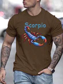 Camisa Casual De Verano Con Estampado En Espiral, Manga Corta, Cuello Redondo, Fibra De PoliéSter, Negro Con Adornos Azules, Ligero Y Transpirable, Adecuado Para Ropa Casual - Negro - Ver 4