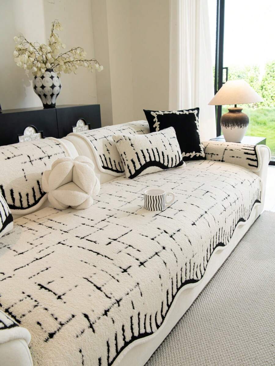 豪华毛绒沙发套 - 厚实、保暖、防滑，适用于客厅、办公室、卧室装饰 - 可机洗，适合单人至四人沙发