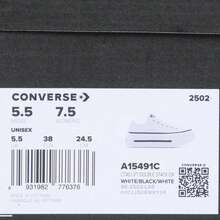 Converse 女士 Chuck Taylor SEASONAL 帆布低帮厚底鞋 A15491C - 白色 - 查看 7