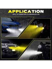 2-Piece Dual Color LED Headlights, 4 Modes, Waterproof Strobe Light With Switch For Motorcycles And Cars - Black - View 7