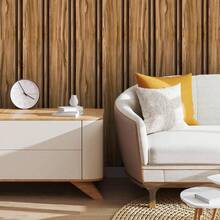 Adhesive Wallpaper With Rustic Oak Wood Ribbed Pattern, Thick Strips - Multicolored 2 - View 6