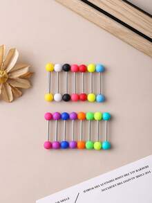 15pcs Acrylic Matte Effect Candy Color Non-Allergic Stainless Steel Tongue Rings, Suitable For Halloween, All Holidays, Festivities, Party Wear - Multicolor - View 6