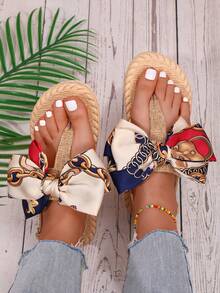 Giày bệt nữ kiểu dáng thường ngày đính nơ - Sandal quai hậu đế EVA mũi tròn, lót vải, thân trên bằng vải lanh và gót vừa phải, phù hợp mọi mùa - Có thể giặt tay. - Nhiều màu - View 6