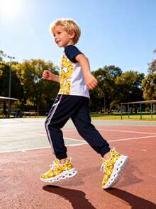 Kids' Cute Cartoon Duck Print Casual Sneakers, Lightweight & Comfortable - White - View 3