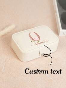 1pc Customized Jewelry Box For Valentine's Day, Bridesmaid Jewelry Box, Can Print Name And Initial, Elegant PU Leather Women's Jewelry Box, Suitable As Valentine's Day Gift, Wedding Gift, Anniversary Gift, Large Capacity Jewelry Box To Store Necklaces, Bracelets, Earrings, Etc.