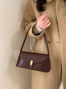 BEIKAMU Fashionable Retro PU Flap Handbag, Versatile Women's Shoulder Bag/Underarm Bag, Suitable For University, Commuting, Shopping, Strolling, Daily Use - Coffee - View 5
