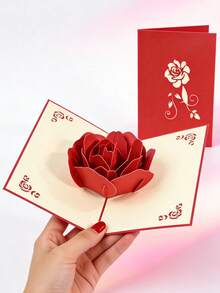 5pcs-3D Rose Pop Up Card, Valentines Day Card, Mothers Day Card, Flower Greeting Card, Anniversaries,Birthday Card With Envelope The Most Beautiful Greeting, Perfect For Mother's Day, Wedding Season, Graduation Season, Bachelorette Party, Music Festival & Spring Indoor Outdoor Decorations(3D Rose, Pack Of 1) - Red - View 5