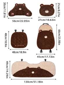 1pc Little Bear Plush Car Headrest, Waist Support, Neck Protection Pillow, Four Seasons Universal Car Pillow, Car Seat Cushion, Winter Warmth And Antifreeze Car Seat Cushion, Thick And Soft Plush Seat Cushion Car Pillow Car Seat Cushion - Brown - View 12