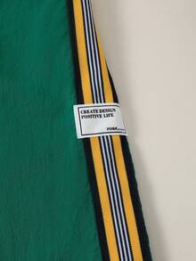 idolCat Girls' Casual Dark Green Trousers With Side Yellow Stripes And Elastic Waistband For Fall Daily Wear - Green - View 4