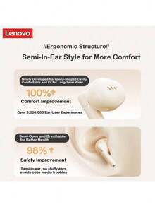 Lenovo Fones de ouvido sem fio Bluetooth EA169: Com foco na clareza das chamadas e nos detalhes da música, o design semi-intra-auricular proporciona um encaixe confortável. Os controles de toque gerenciam a reprodução e as chamadas, e a alternância perfeita entre o uso com um ou ambos os fones é suportada. Cor: Branco Rocha Lunar.