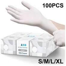 100pc 7 Colors Available Disposable Nitrile 3-Mil Latex Free Tattto Nail Hair Salon Cleaning Gloves - 白色 - 查看 1