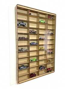 Exhibidor para 48 Carritos 1/64 con Tapa De Acrílico 48 de MDF - Amarillo Mostaza - Ver 6