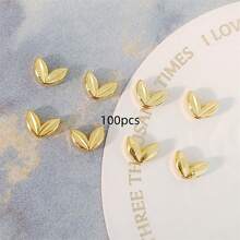 100颗金/银合金麦穗耳珠，优雅的金银麦穗形隔珠，适用于珠宝制作、手链、项链、耳环、DIY工艺品、配饰 - 彩色 - 查看 8