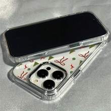 La carcasa del teléfono móvil con patrón de árbol de Navidad con lazo de moda está disponible para iPhone 17 / 13 / 12 / 11 / 16 pro Max / 15pro / 14 plus, compatible con oppo, vivo, honor, colección , amortiguación, antideslizante, ligero, nuevas  de moda, marcos de lente galvanizados, fundas protectoras tpu de alta calidad para hombres y mujeres. - transparente - Ver 5