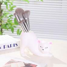 1 pièce Porte-pinceau de maquillage avec design mignon de chat de dessin animé - Multicolore - Voir 2