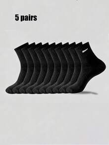 5 Pairs / 10 Pairs / 20 Pairs Of Men's Casual Socks, Mid-Calf Socks, White Socks, Winter Socks, Black Socks, Comfortable, Two Styles Of Casual Sports Available