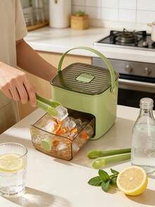 48-Slot Silicone Ice Cube Tray With Lid And Storage Box, Press Button Easy Release Ice Cubes For Whiskey, Cocktails, Beer (Green)