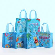 20个/12个/6个装海洋主题可重复使用无纺布礼品袋，带提手，适用于海洋主题派对装饰、春夏生日派对、迎婴派对、新年、复活节、毕业典礼、返校季、购物袋、夏威夷海滩主题 - 藍色 - 查看 2