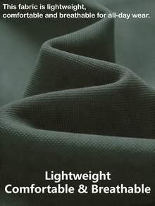 Camicia polo casual da uomo a maniche lunghe, in poliestere leggero con vestibilità ampia, colore tinta unita, stile business/campus semplice - Verde Scuro - Visualizzare 4